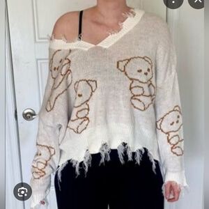 Women's Cream Teddy Bear Sweater